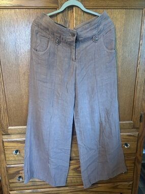 elevenses Taupe Wide-Leg Button-Front Pants